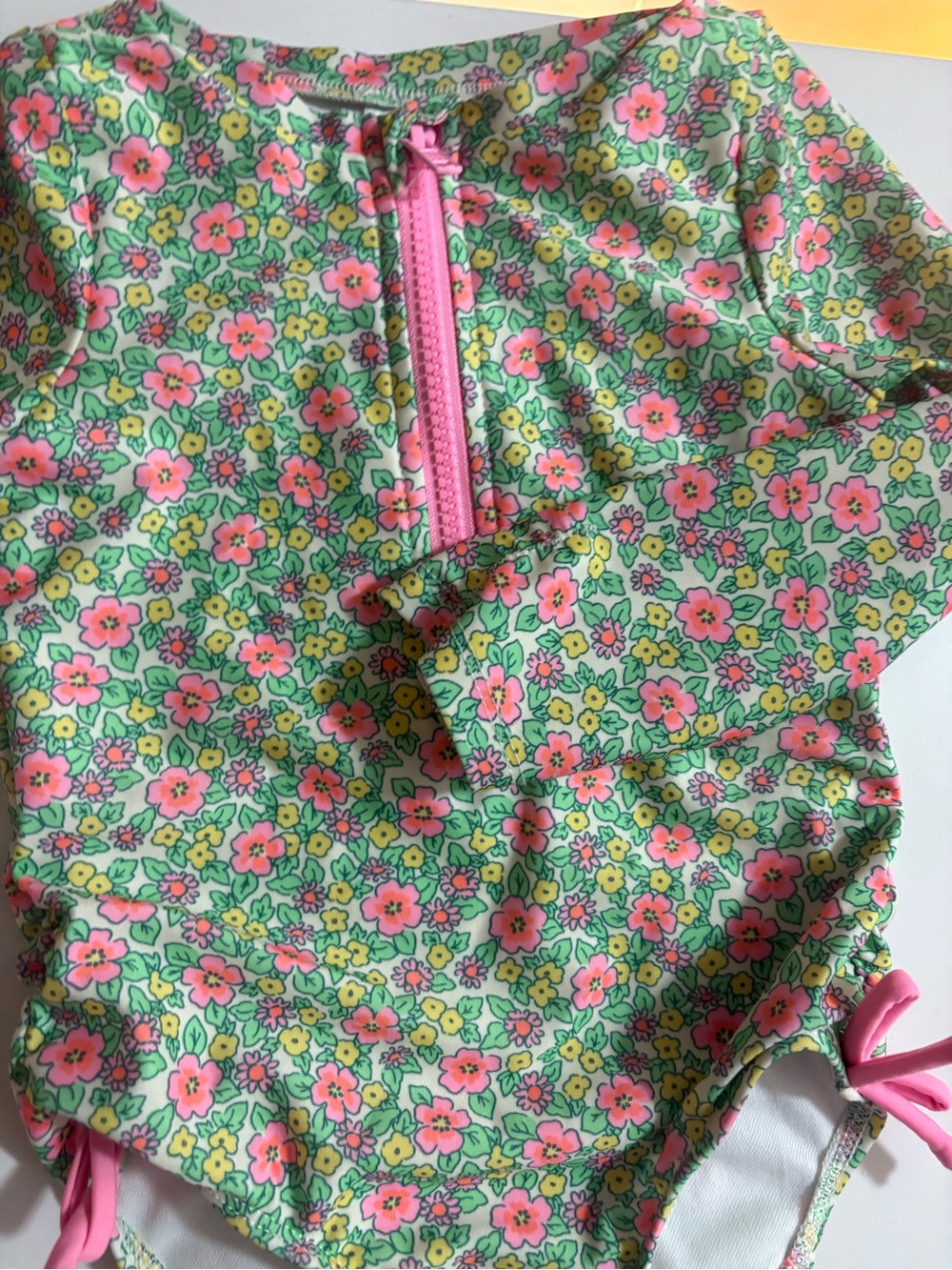 Cat & Jack Girls Floral One-Piece Swimsuit in Green, Pink, Yellow 3t toddler